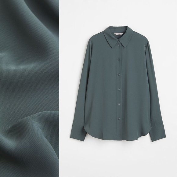 (NWT) H&M - dark green dress shirt/blouse (small) - Picture 1 of 2